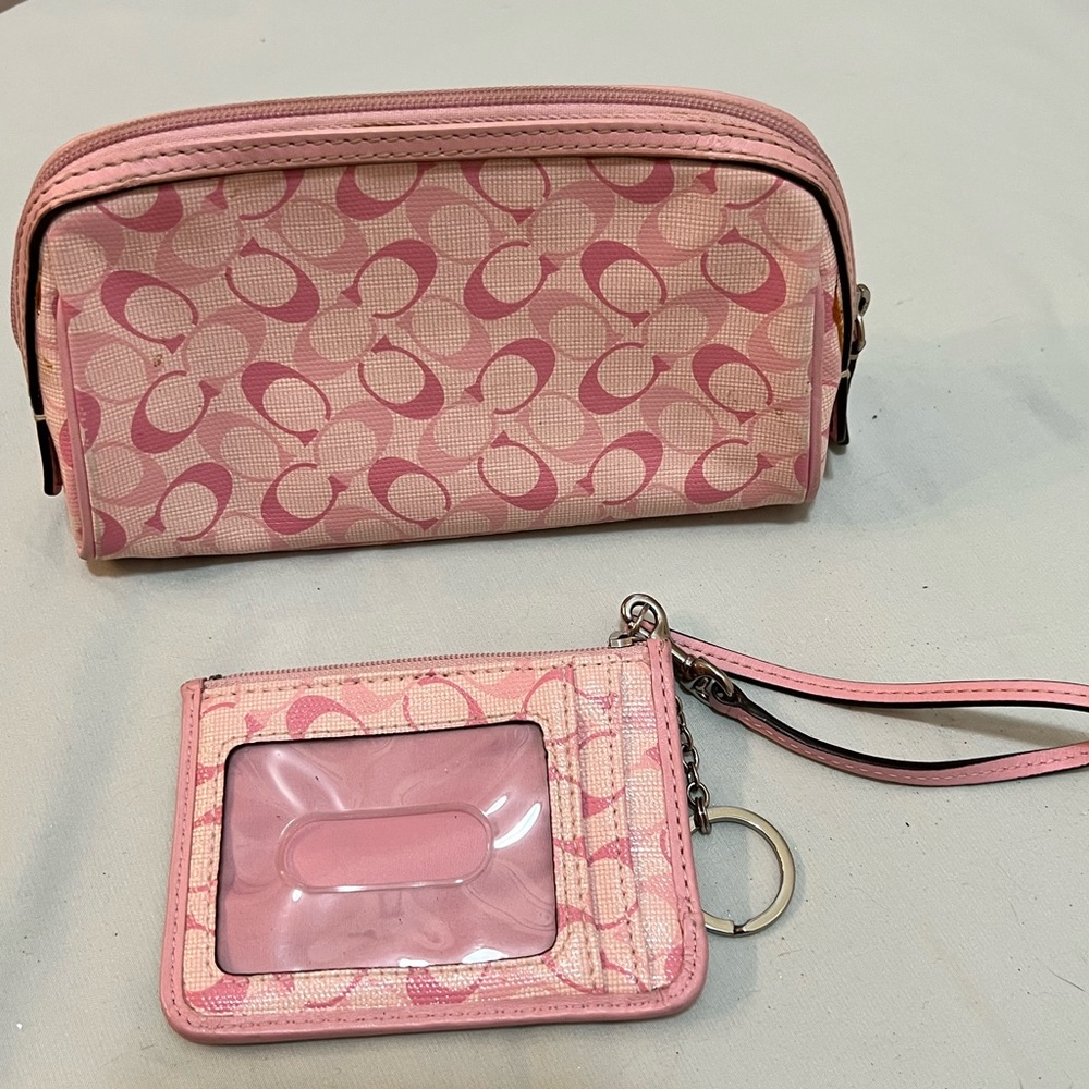 Coach cosmetic bag and small card wallet